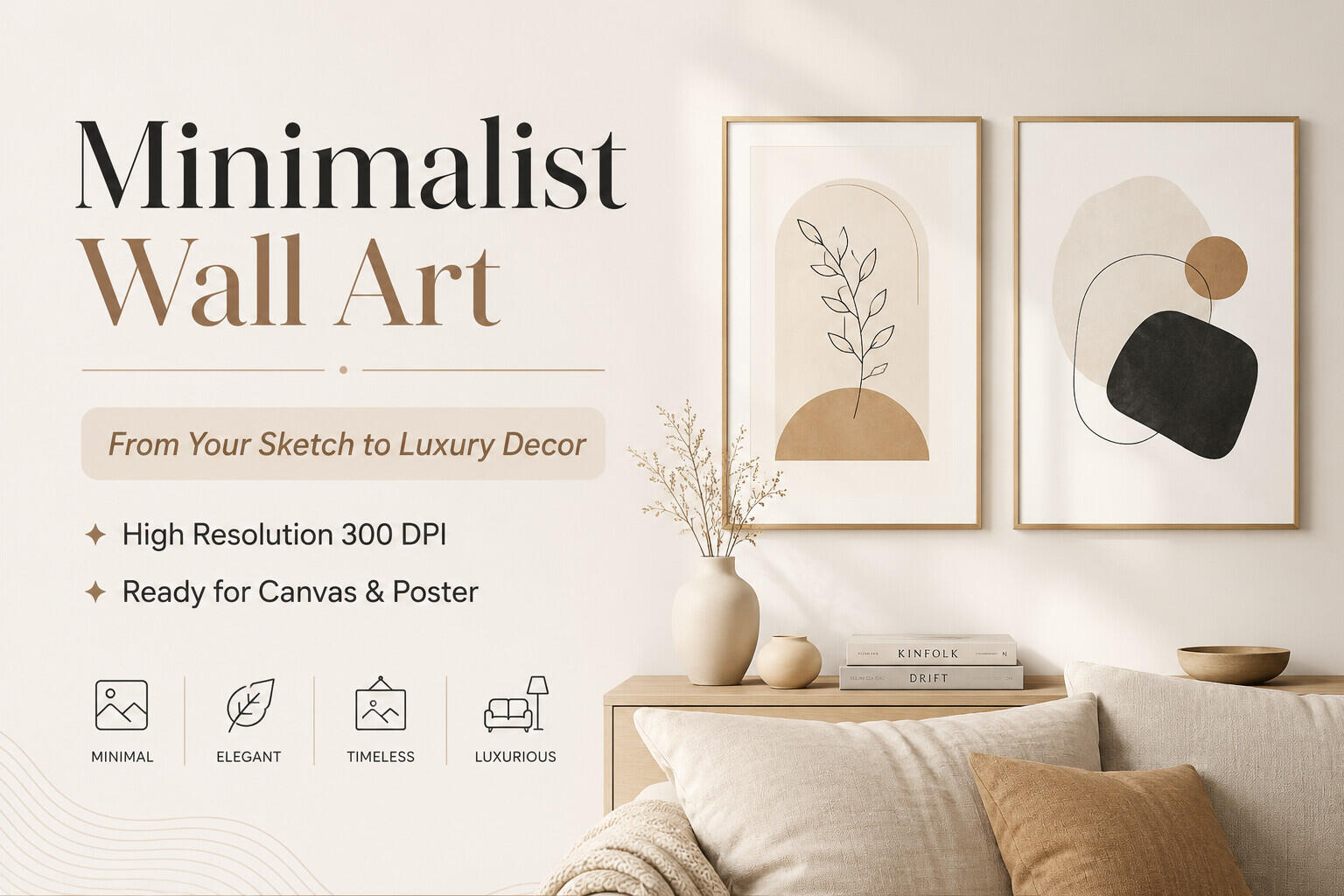 288624I will transform your sketch into luxury minimalist wall art
